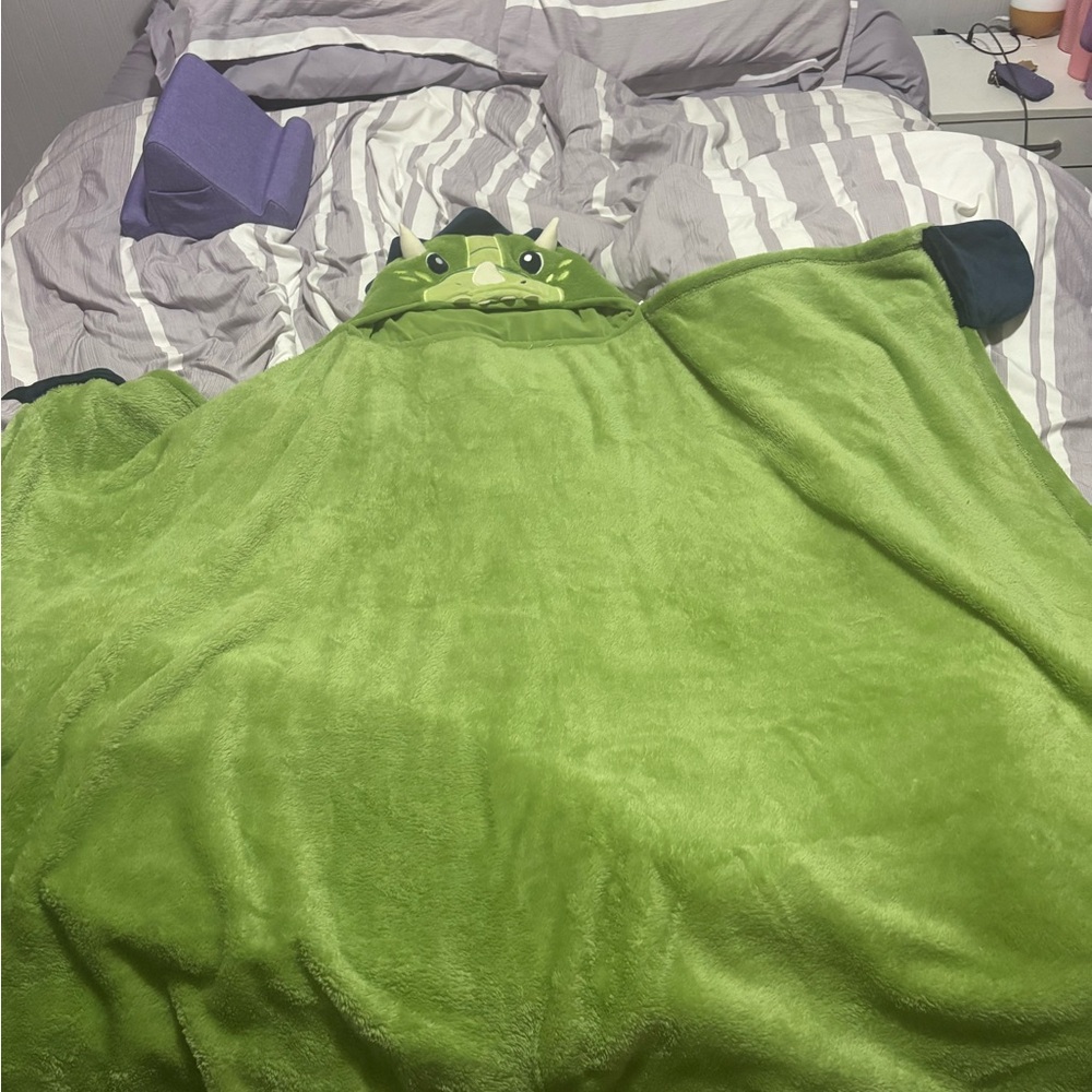 Green Dinosaur Hooded Blanket